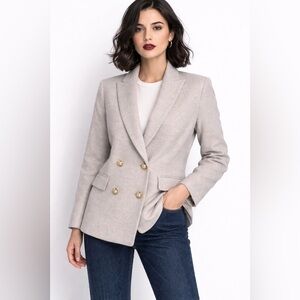 NWT LOFT sand soft pearl & gold button blazer- old money- soft jacket